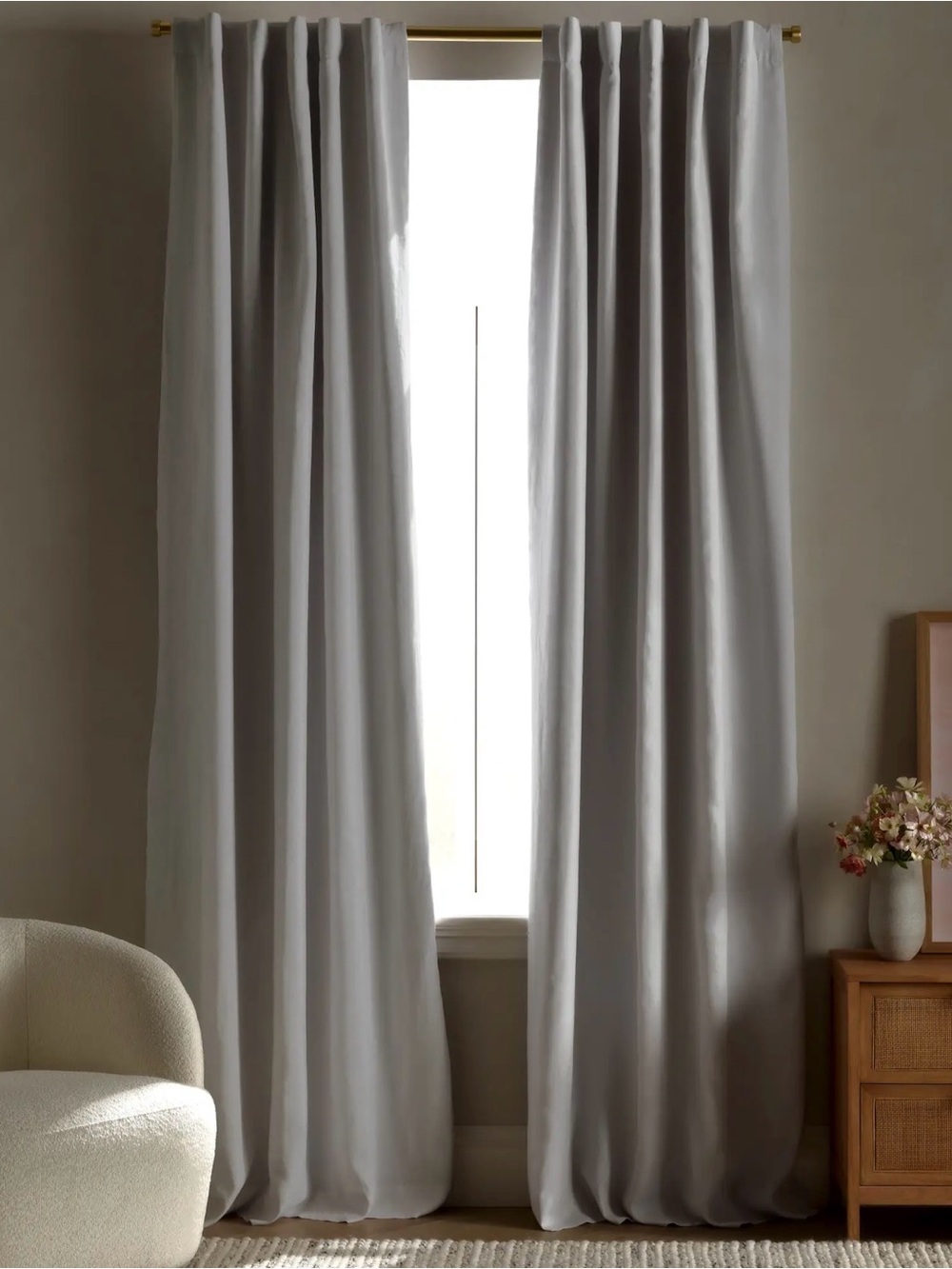 Quince European Linen True Blackout Curtain - Single Panel in Cloud